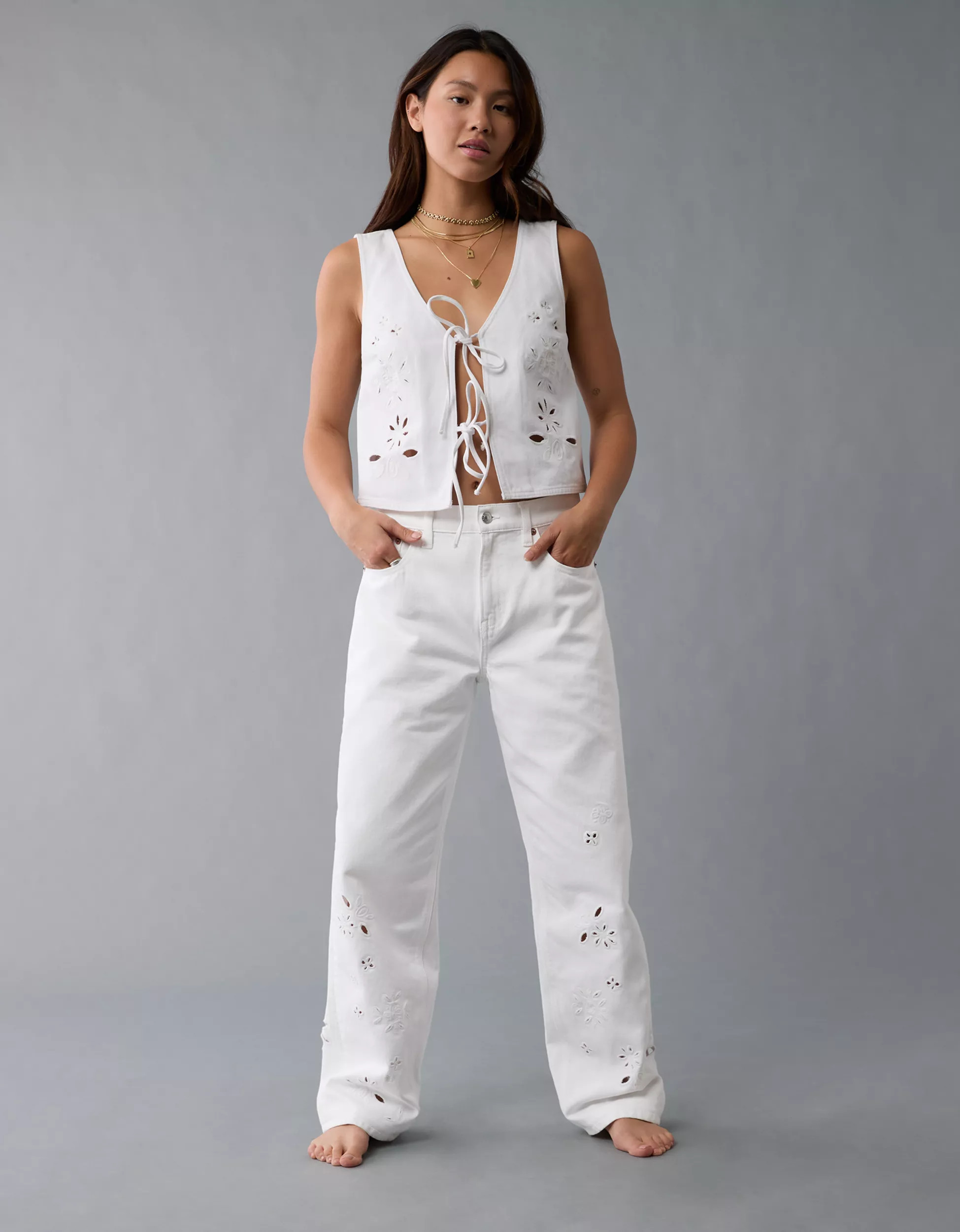AE Strigid Embroidered Low-Rise Ex-Boyfriend Jean | American Eagle Outfitters (US & CA)