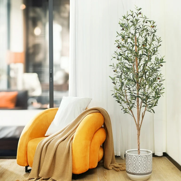 6FT Artificial Olive Tree in Pot, Artificial Olive Plants with Fruits, Realistic Indoor Outdoor P... | Walmart (US)
