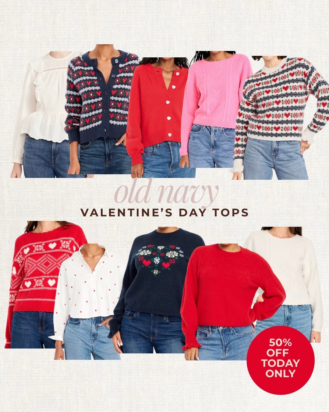 Old Navy has Valentine’s shirts on sale for 50% off today! So many cute options  

#LTKFindsUnder50 #LTKSaleAlert #LTKPlusSize