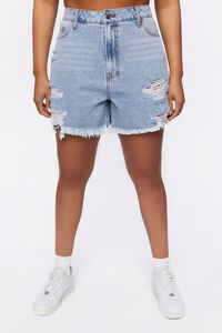 Plus Size Frayed Denim Mom Shorts | Forever 21 (US)