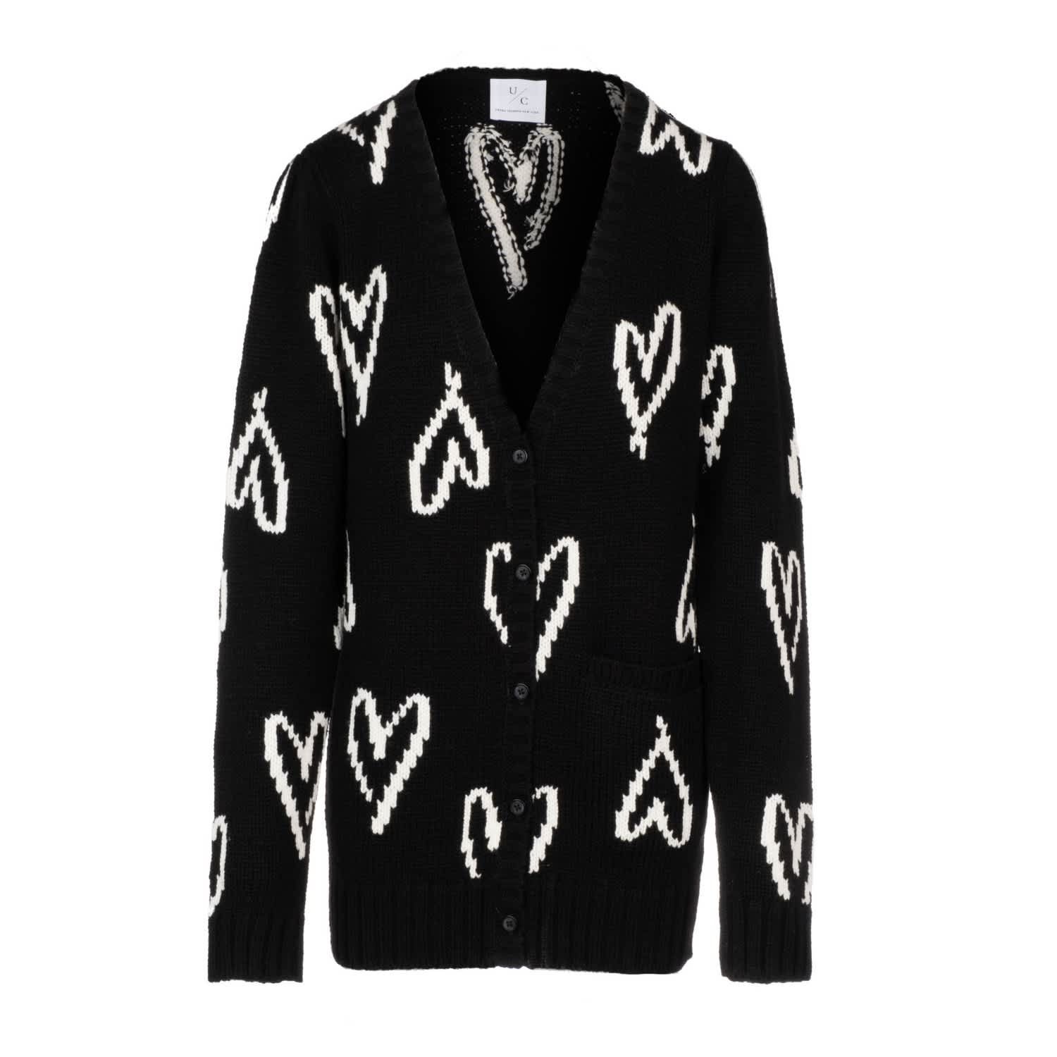 Scribble Heart Cardigan Black | Wolf and Badger (Global excl. US)