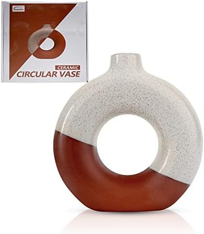 Amazon.com: SUGUTEE Modern Boho Ceramic Vases for Home Decor, Circle Donut Vases for Decor, Decor... | Amazon (US)