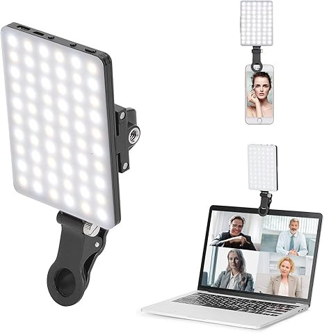 Newmowa 60 LED High Power Rechargeable Clip Fill Video Conference Light with Front & Back Clip, A... | Amazon (US)
