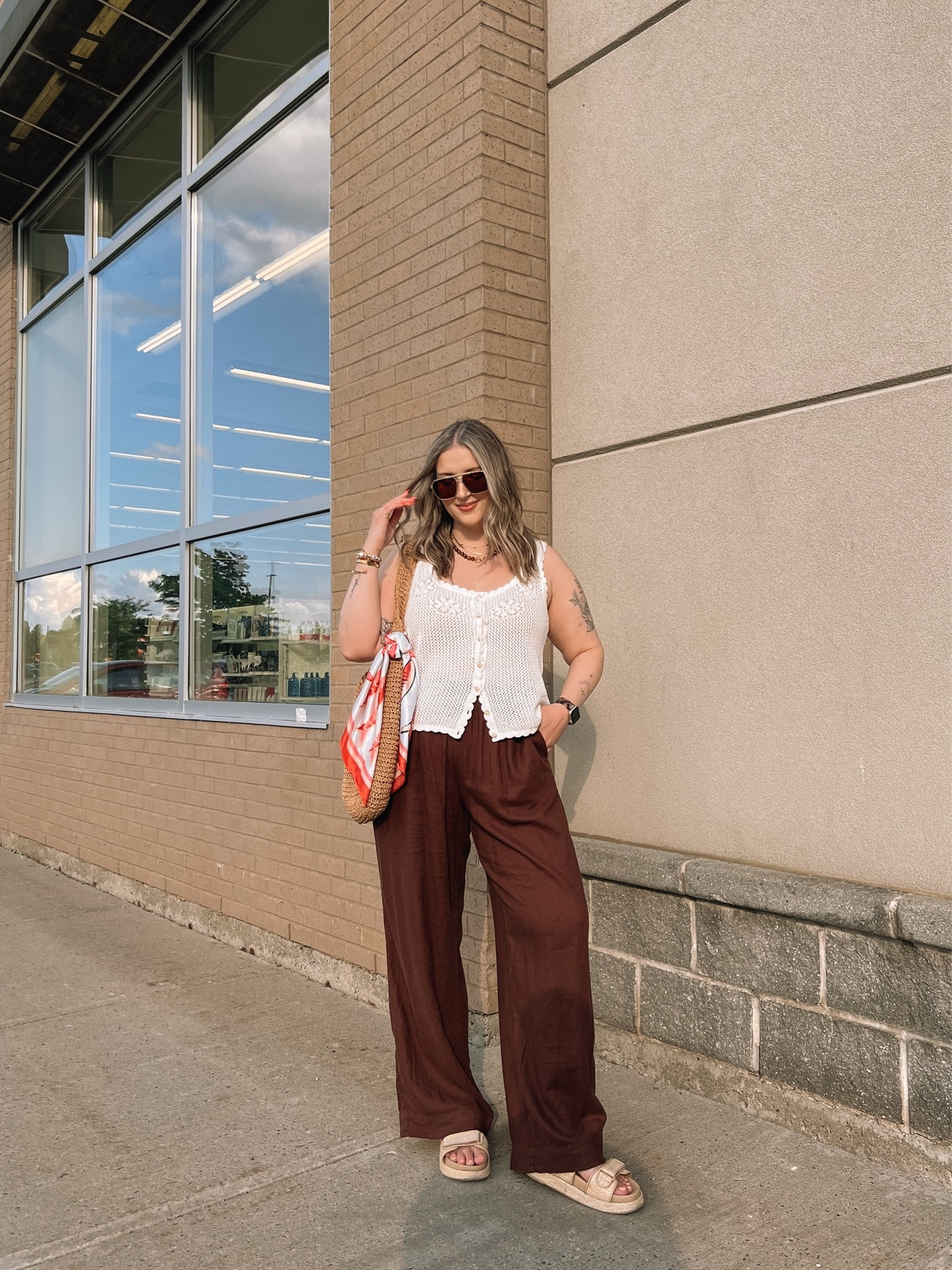 Casual summer outfit! Canadian links are under “similar products”. Wearing my usual size L in the crochet tank top, and L tall in the linen pants. Linked similar platform sandals

#LTKsummer #LTKmidsize #LTKsale