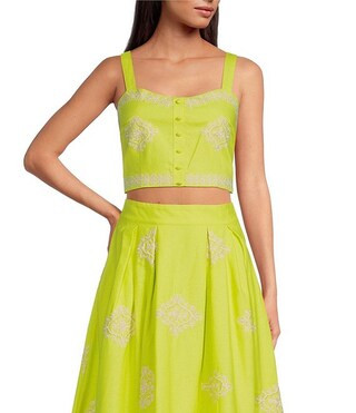 A Loves A Coordinating Sleeveless Sweetheart Neckline Embroidered Cropped Bralette Top | Dillard'... | Dillard's