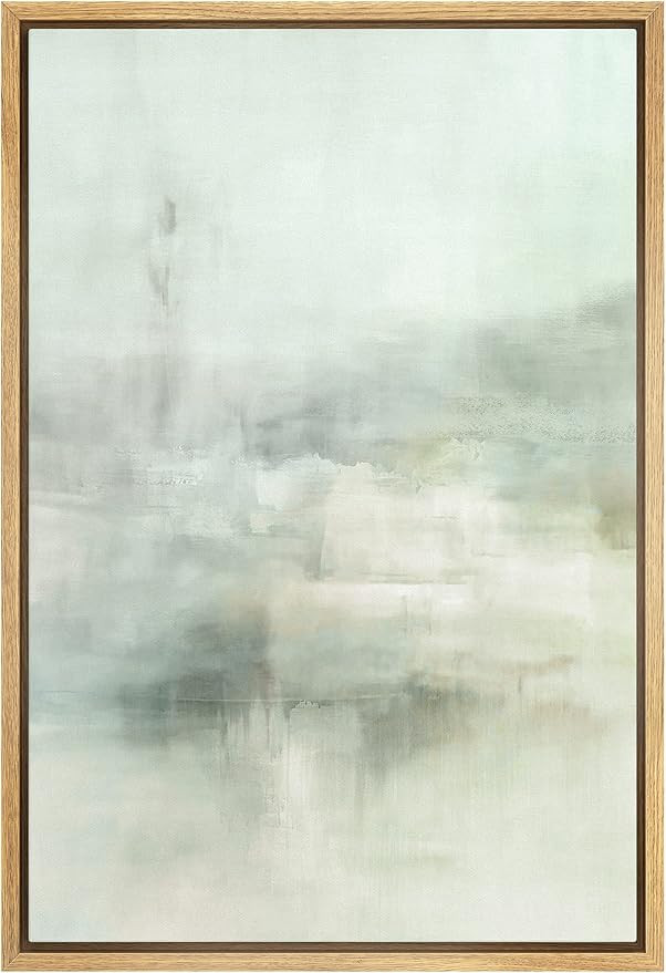 SIGNWIN Framed Canvas Print Wall Art Pastel Green Paint Stroke Landscape Abstract Shapes Illustra... | Amazon (US)