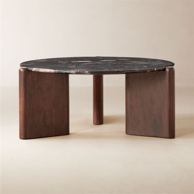 Santoro 37" Round Black Marble Coffee Table | CB2