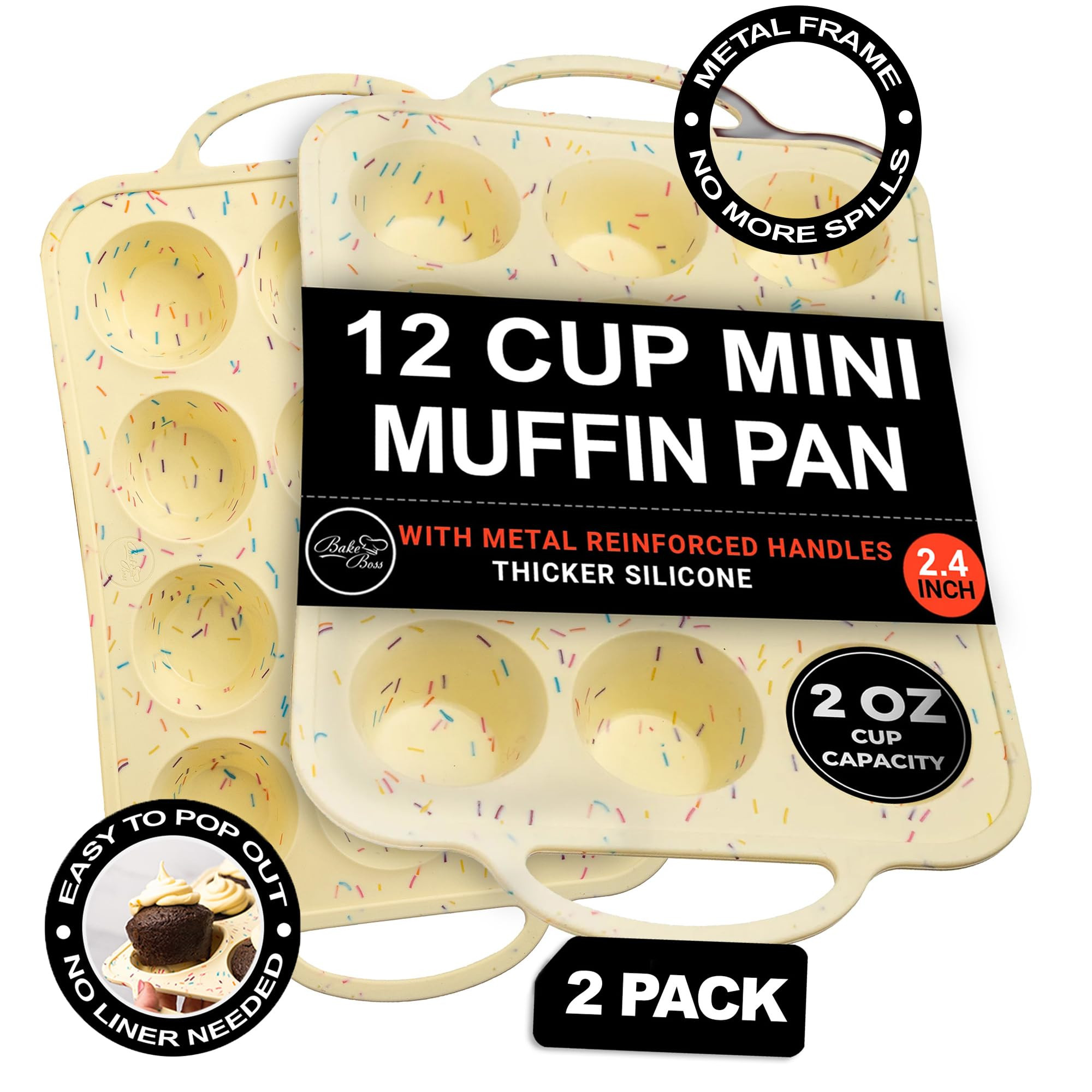 2 Pack Silicone Mini Muffin Pan 12 Count – Non-Stick Silicone Muffin Pans for Baking, BPA-Free ... | Amazon (US)