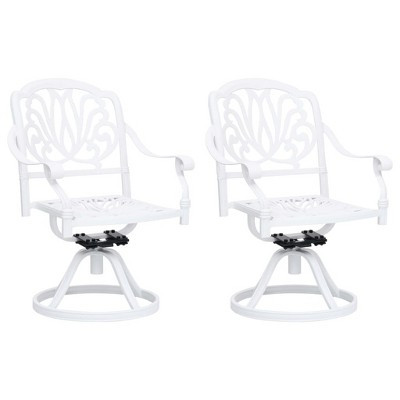 vidaXL Garden Chair Set of 2 White Cast Aluminum Standard Swivel | Target