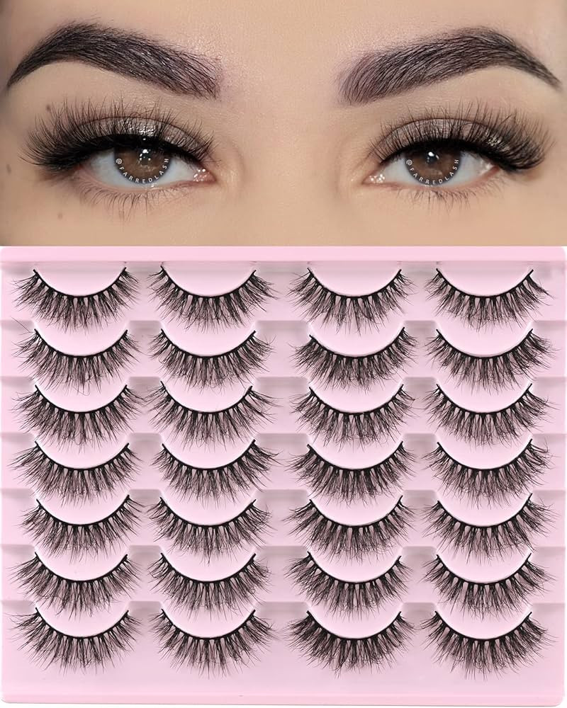 FARRED Lashes Natural Look Short Cat Eye Natural Lashes Fluffy Wispy False Eyelashes 14 Pairs Fau... | Amazon (US)