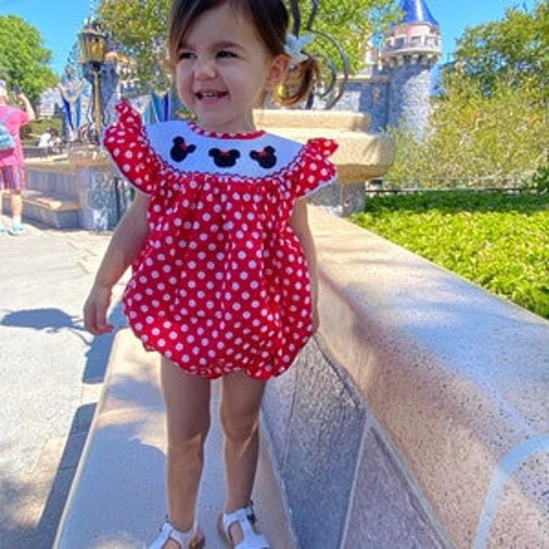 Mouse Ears Smocked Red Romper | Etsy | Etsy (US)