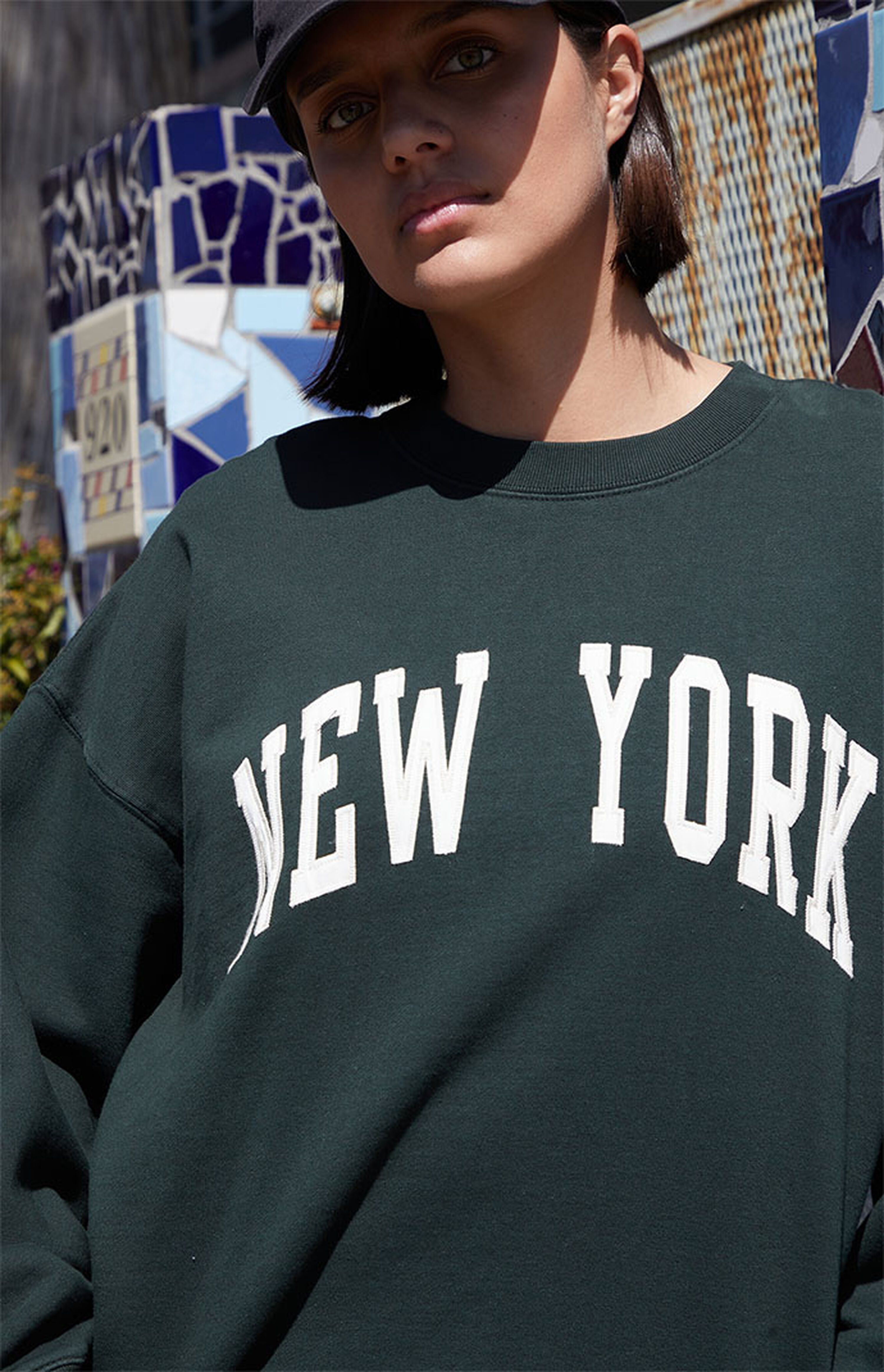 John Galt Green Erica New York Crew Neck Sweatshirt | PacSun