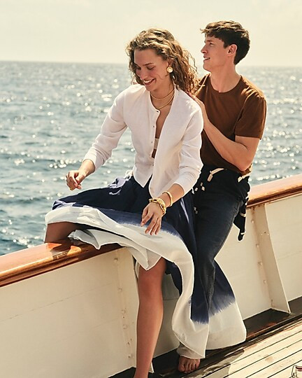 Pull-on midi skirt in dip-dyed cotton voile | J. Crew US