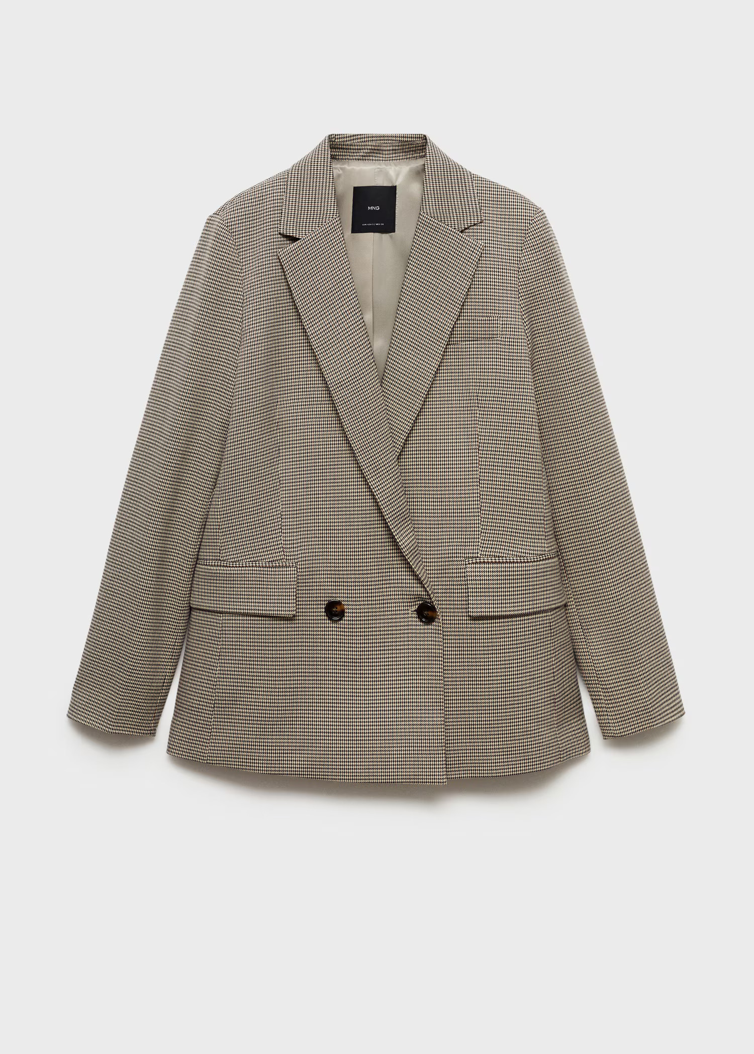 Micro-houndstooth double-breasted blazer | Mango (US/MX/AU)