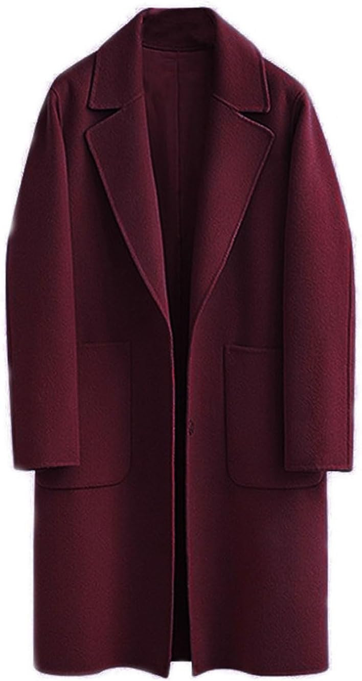 Womens Overcoat Fall Winter Notch Lapel Long Woolen Trench Coats with Pockets | Amazon (US)