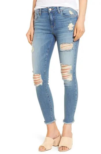 Women's Bp. Ripped Crop Skinny Jeans, Size 24 - Blue | Nordstrom