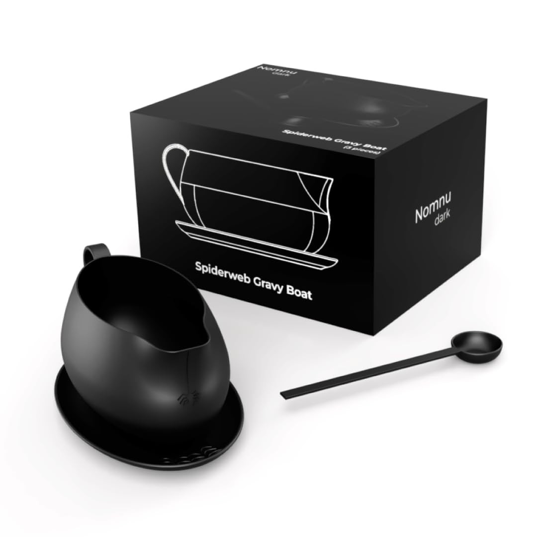 New - Nomnu Spiderweb Large 32 oz Gravy Boat with Saucer (Porcelain) - Black Matte Goth Ceramic G... | Amazon (US)