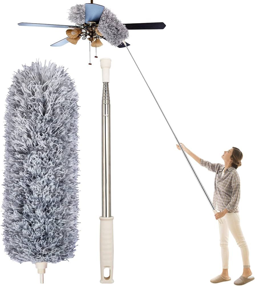 Dusters for Cleaning High Ceiling Fan, Newliton Microfiber Feather Duster with 30'' to 100'' Tele... | Amazon (US)