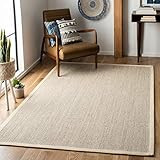 Safavieh Natural Fiber Collection NF143C Border Sisal Area Rug, 6' x 6' Square, Marble / Beige | Amazon (US)