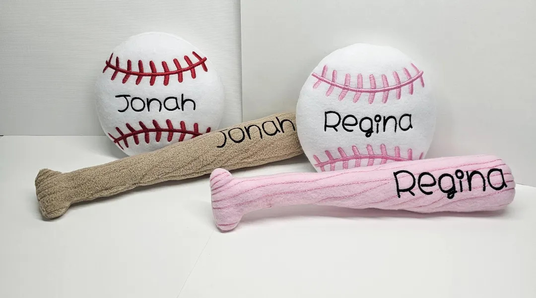 Personalized Baseball & Bat Fleece Stuffie: Embroidered Sports Gift | Etsy (US)