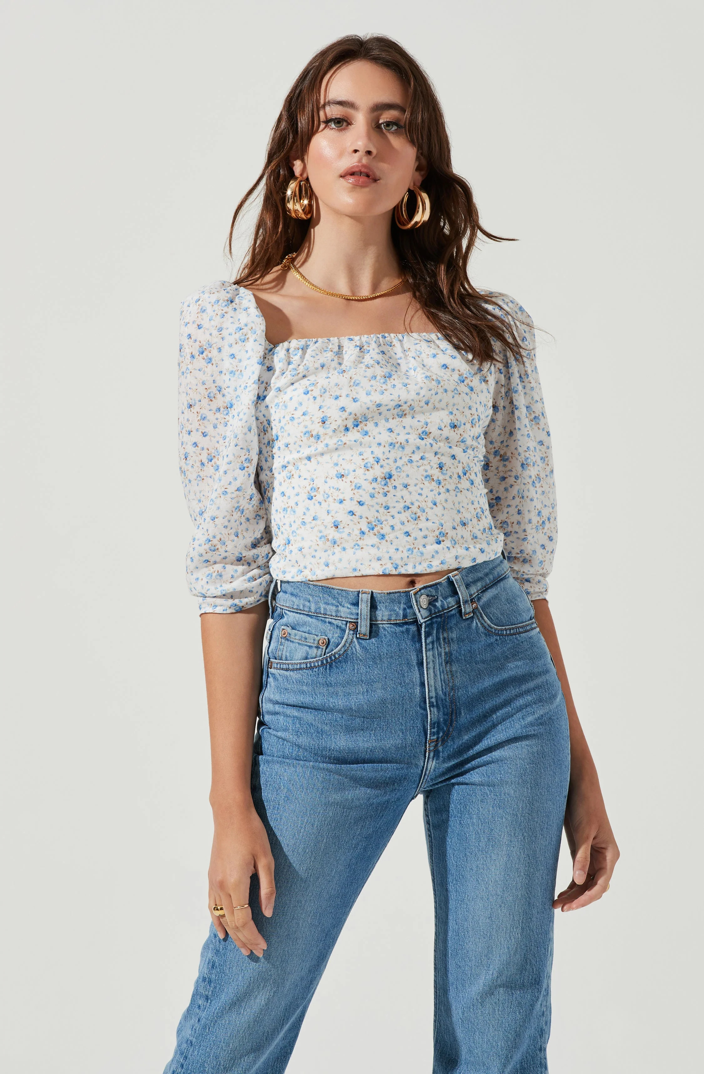 Kemp Floral Square Neck Top | ASTR The Label (US)