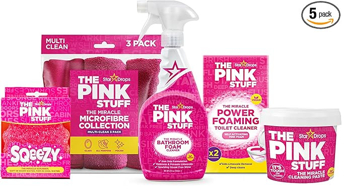 Stardrops - The Pink Stuff Bathroom Cleaning Kit – Cleaning Paste, Bathroom Foam Spray, Toilet ... | Amazon (US)