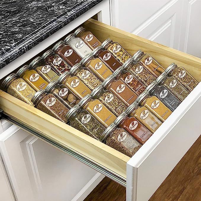 Lynk Professional Spice Rack Tray-Heavy Gauge Steel 4 Tier Drawer Organizer for Kitchen Cabinets,... | Amazon (US)