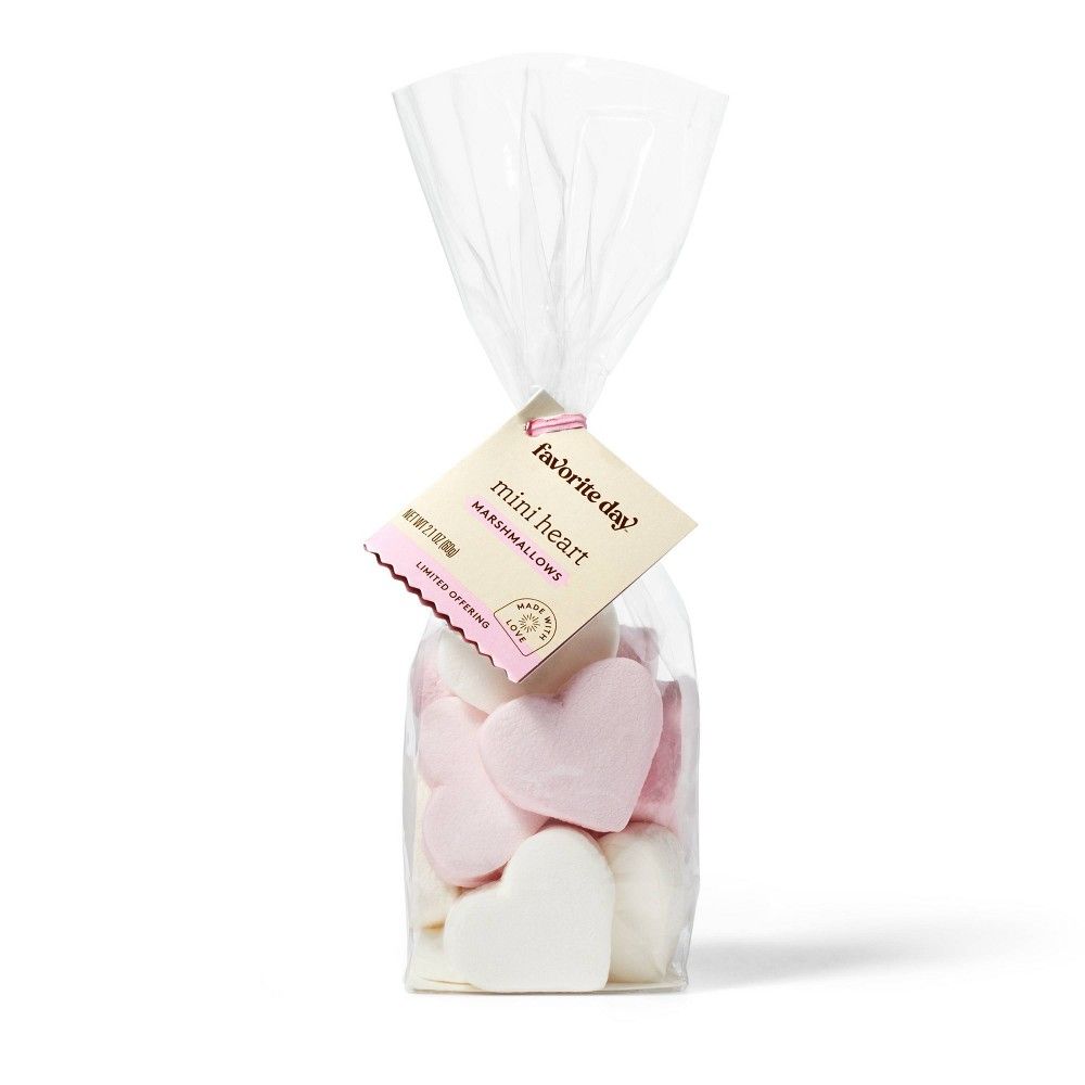 Valentine's Pink and White Mini Heart Marshmallows Bag - 2.1oz - Favorite Day | Target