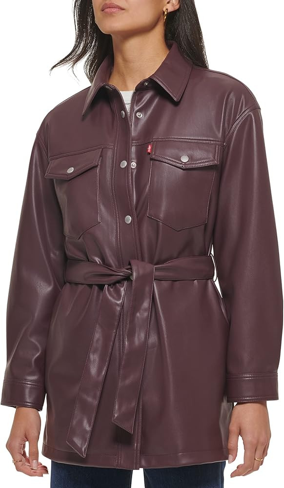 Levi's Women's Faux Leather Belted Shirt Jacket (Standard & Plus Sizes) | Amazon (US)