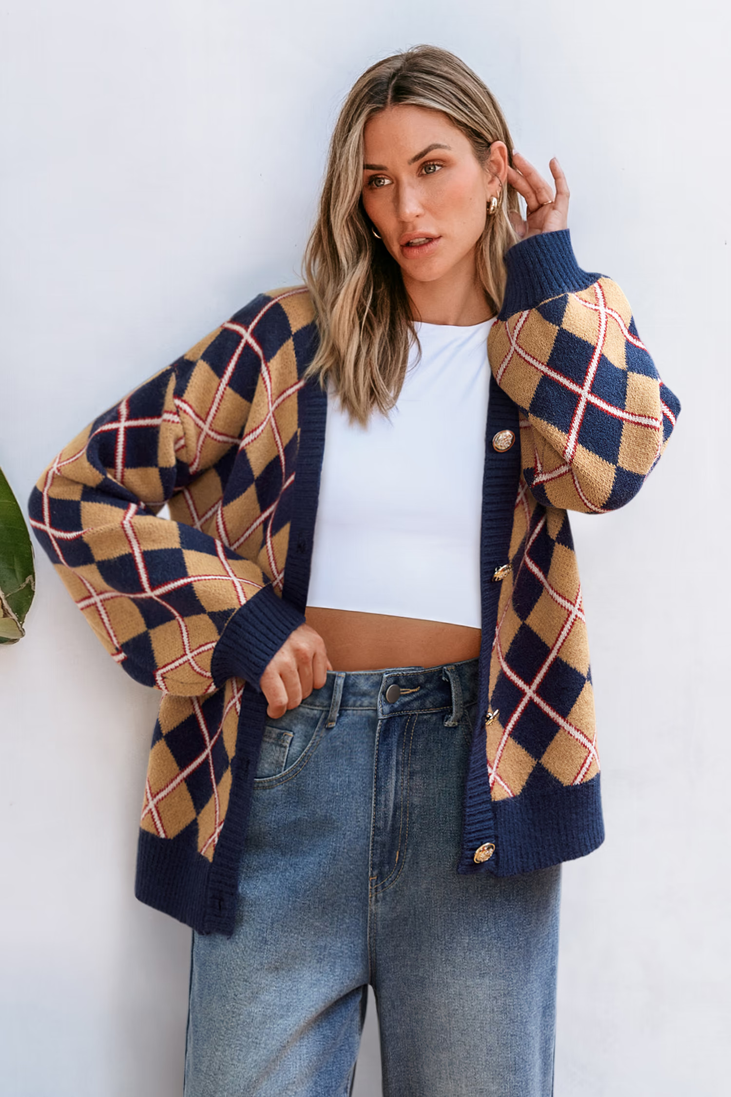 Varsity Vibes Argyle Cardigan | Cupshe US