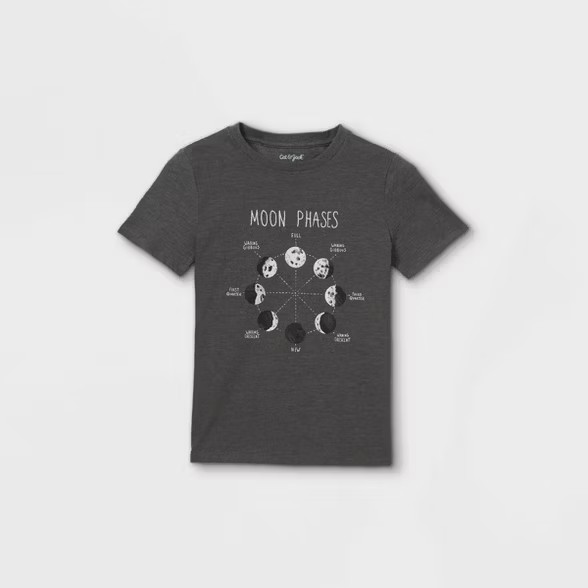 Boys' Moon Phases Graphic Short Sleeve T-Shirt - Cat & Jack™ Gray | Target