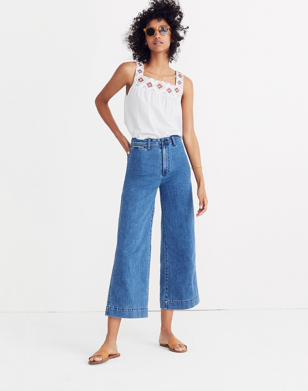 Emmett Wide-Leg Crop Jeans in Rosalie Wash | Madewell