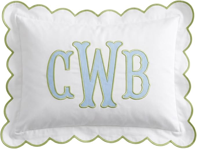 Personalized Embroidered Pillowcase - Custom Monogrammed Pillow Cover with Scalloped/Ruffle Trim,... | Amazon (US)