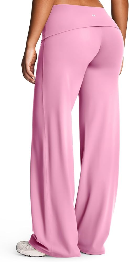 Aoxjox Women's Workout Athlenza Fold Over Waist Straight Leg Bottoms Lumastretch™ Gym Yoga Pant... | Amazon (US)