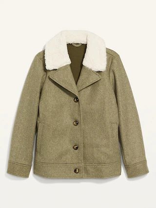 Soft-Brushed Sherpa-Trim Jacket for Women | Old Navy (US)