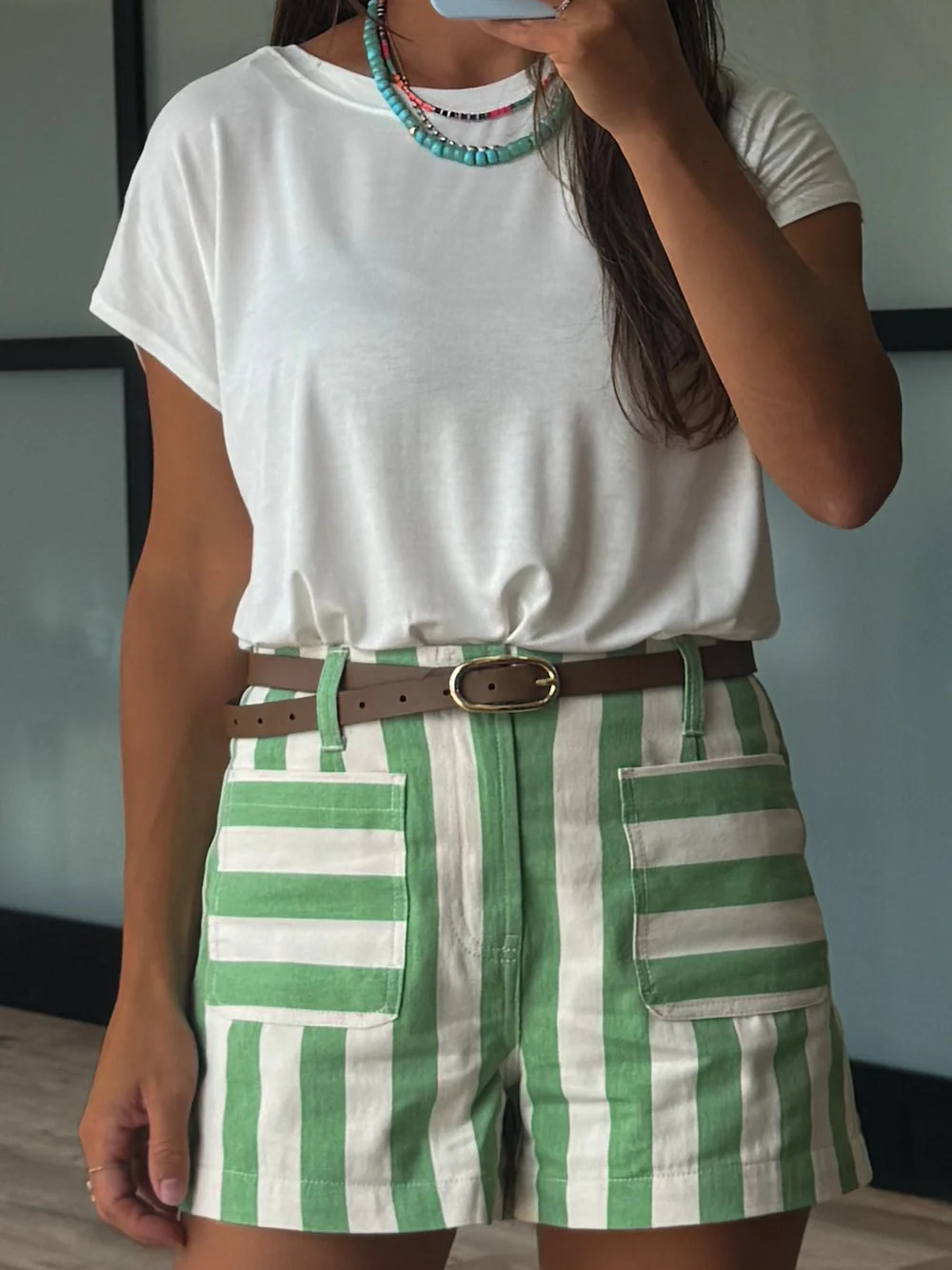 Nicolo Stripe Shorts | Green Apple | Shop Talulah