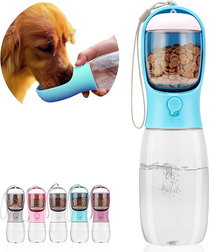 AVELORA Dog Water Bottle,Portable Pet Water Bottle with Food Container,Outdoor Portable Water Dis... | Amazon (US)