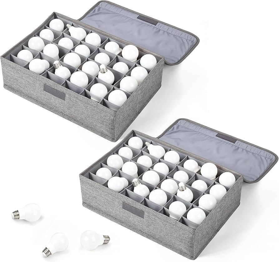 2 Pcs Christmas Ornament Storage Box Christmas Storage Containers Keep 30 Capacity Light Bulb Fol... | Amazon (US)