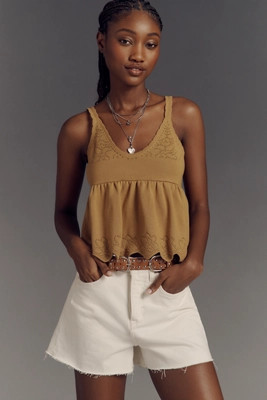 By Anthropologie Scalloped Babydoll Pointelle Sweater Tank | Anthropologie (US)