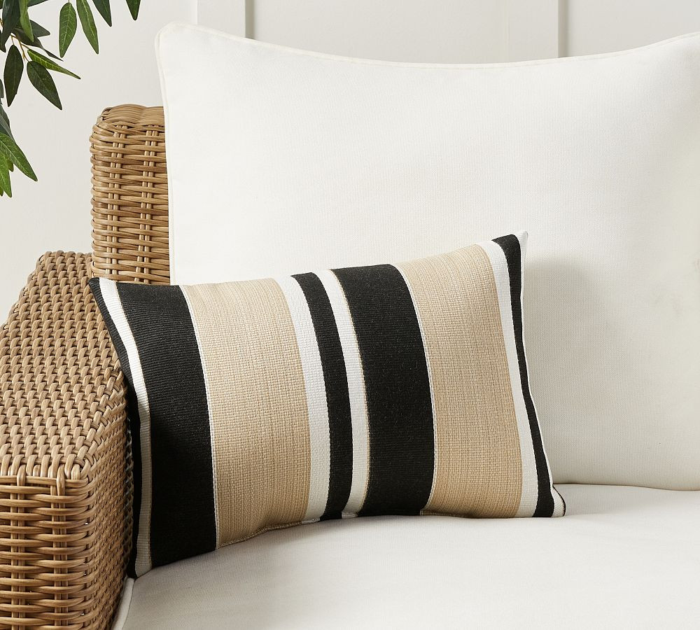 Sunbrella® Ziva Striped Outdoor Lumbar Pillow | Pottery Barn (US)