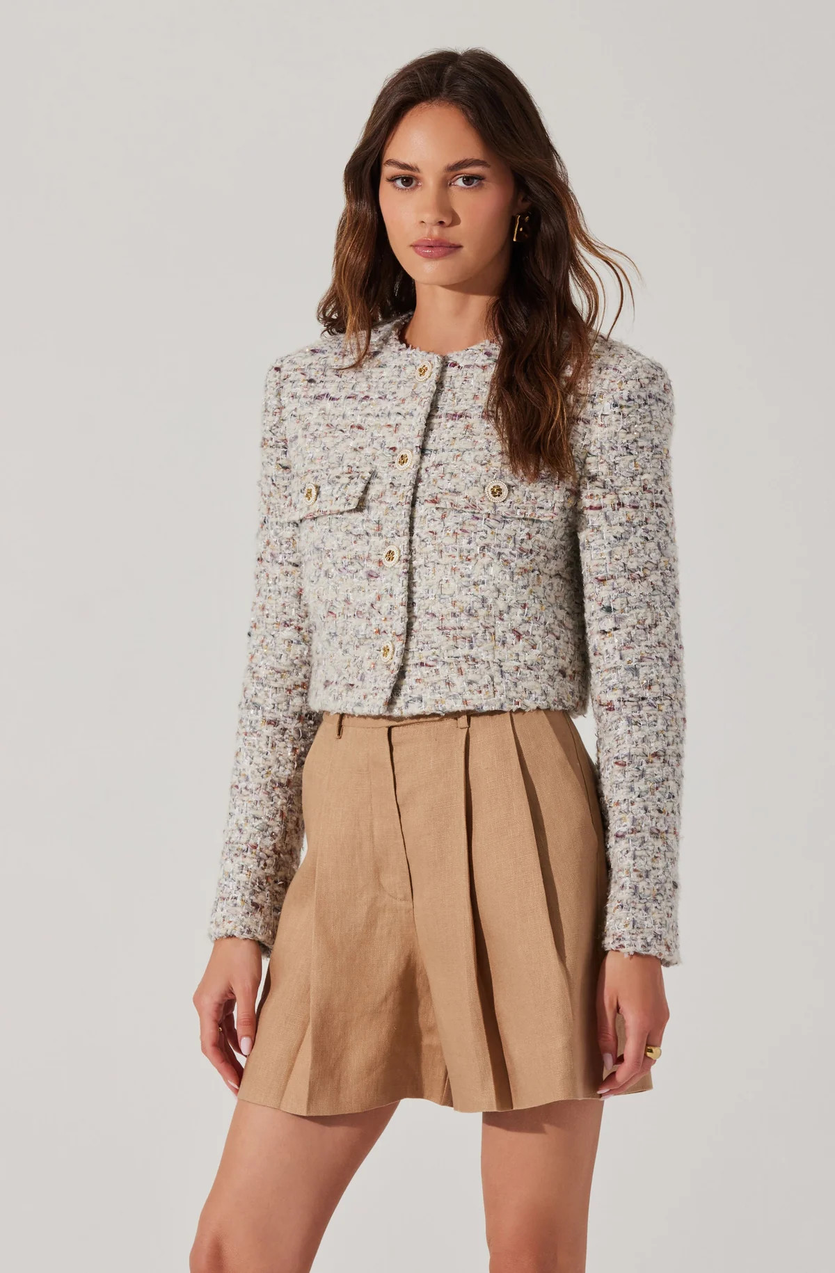 Covina Cropped Tweed Jacket | ASTR The Label (US)