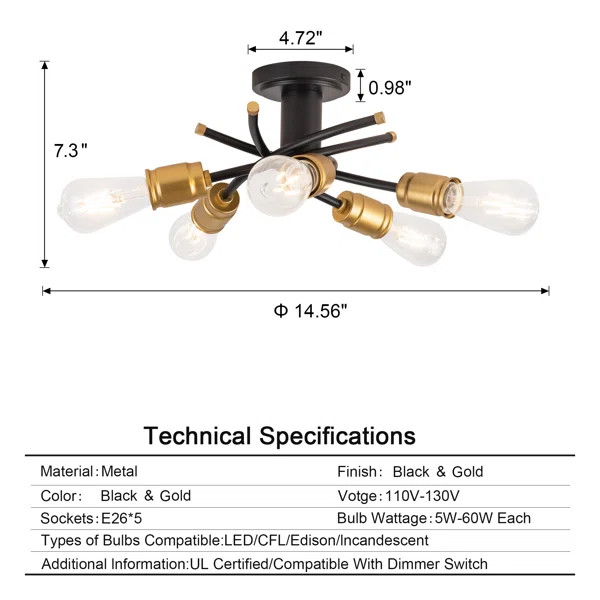 Albertis Semi Flush Mount | Wayfair North America