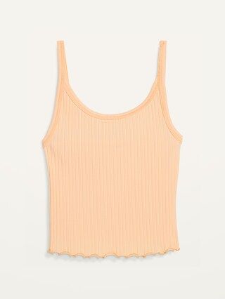 Fitted Cropped Lettuce-Edge Rib-Knit Tank Top for Women | Old Navy (US)