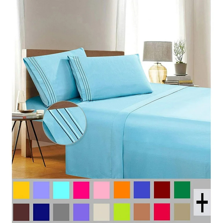 Elegant Comfort 1500 Series Blue Microfiber Sheet Set Twin (3 Pieces) | Walmart (US)