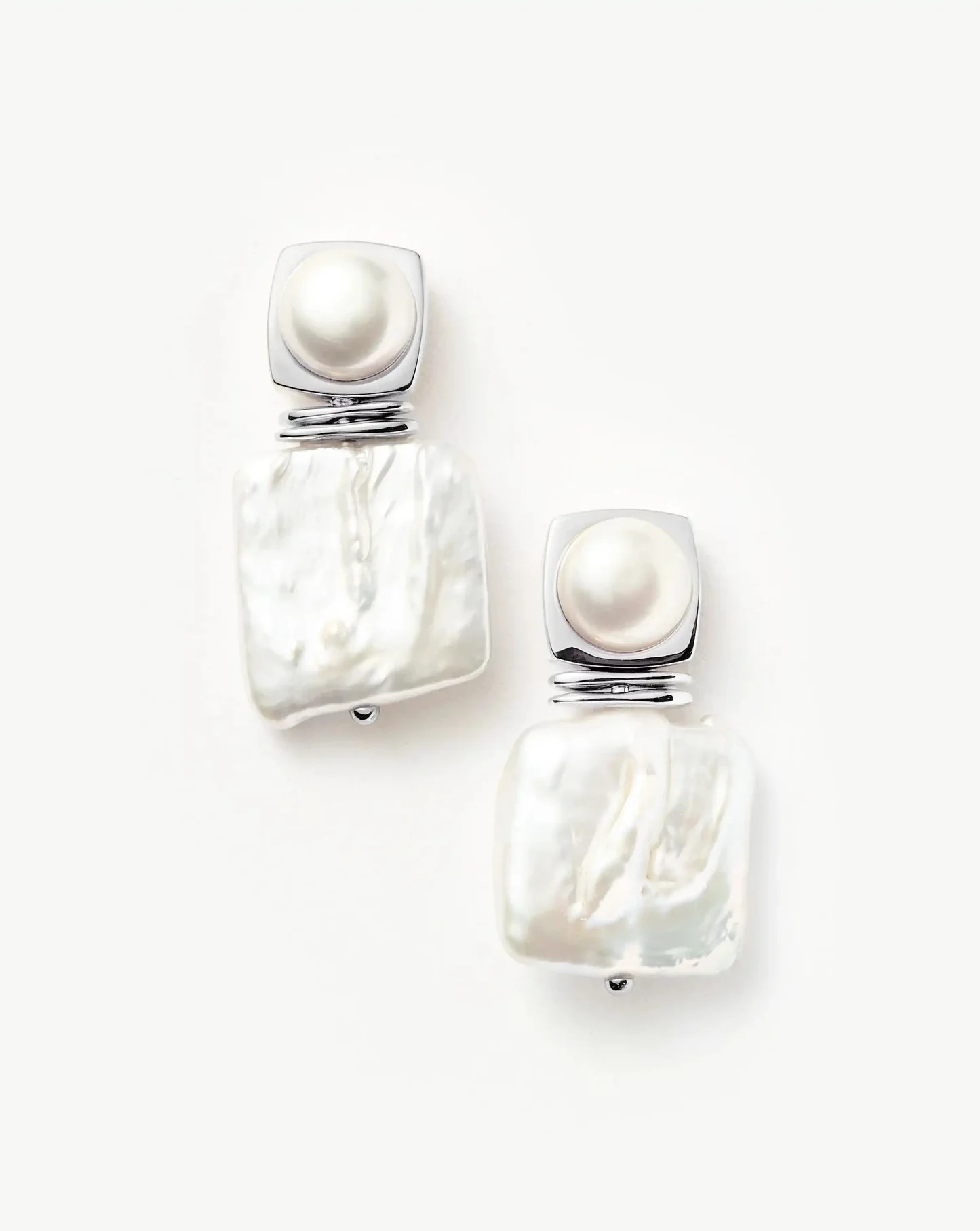 Square Pearl Statement Stud Earrings | Silver Plated/Pearl Earrings | Missoma US
