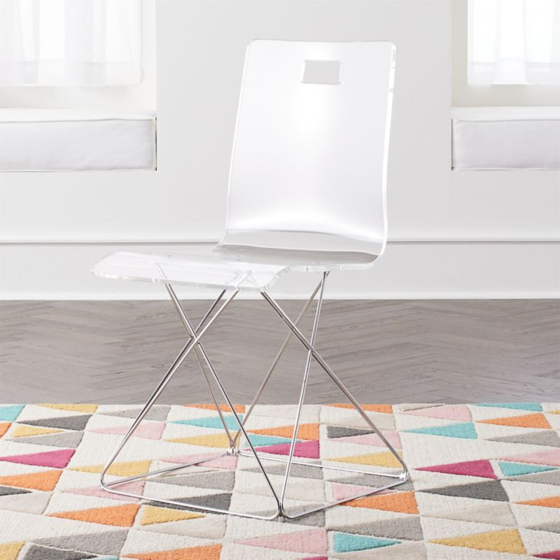 Now You See It Acrylic Kids Desk Chair with Silver Base + Reviews | Crate & Kids | Crate & Barrel
