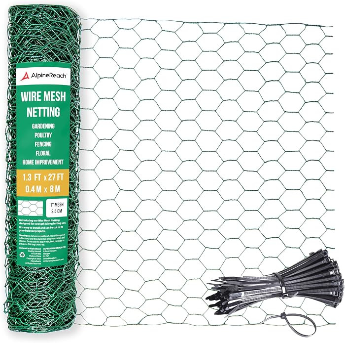 AlpineReach Chicken Wire 1.3ft x 27ft (15.6" x 324") for Floral Arrangements, Zip Ties - Green Me... | Amazon (US)