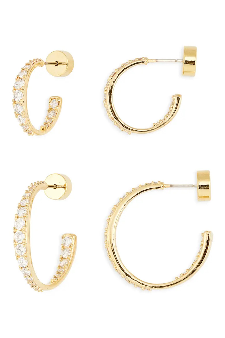 Set of 2 Graduated Cubic Zirconia Hoop Earrings (Women) | Nordstrom | Nordstrom