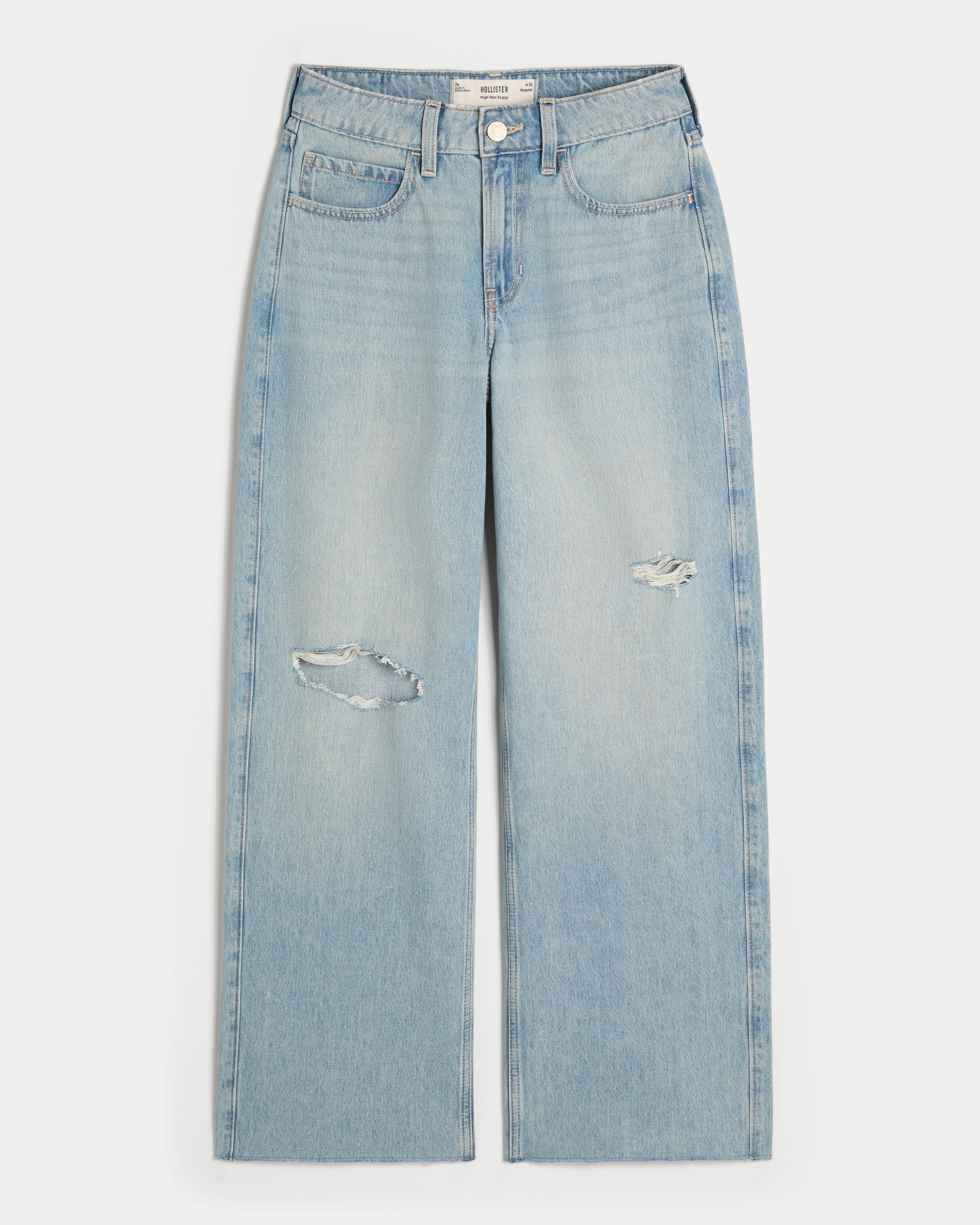 High-Rise Ripped Light Wash Baggy Jeans | Hollister (US)