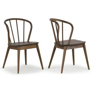 Glamour Home Azure Walnut Rubberwood Dining Chair with Windsor Back Set of 2 GHDC-1624 - The Home... | The Home Depot